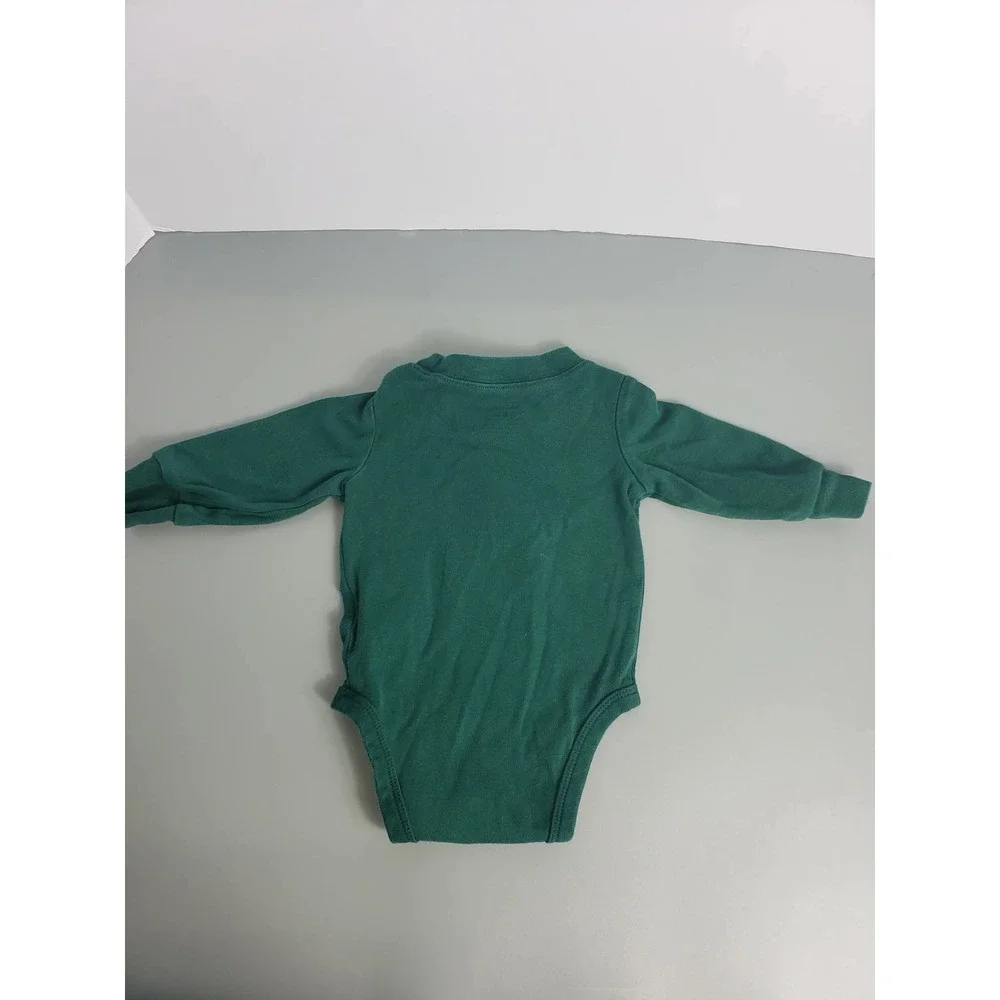 Carter's 3M Green Bear Long Sleeve Baby Bodysuit Woodland Onesie